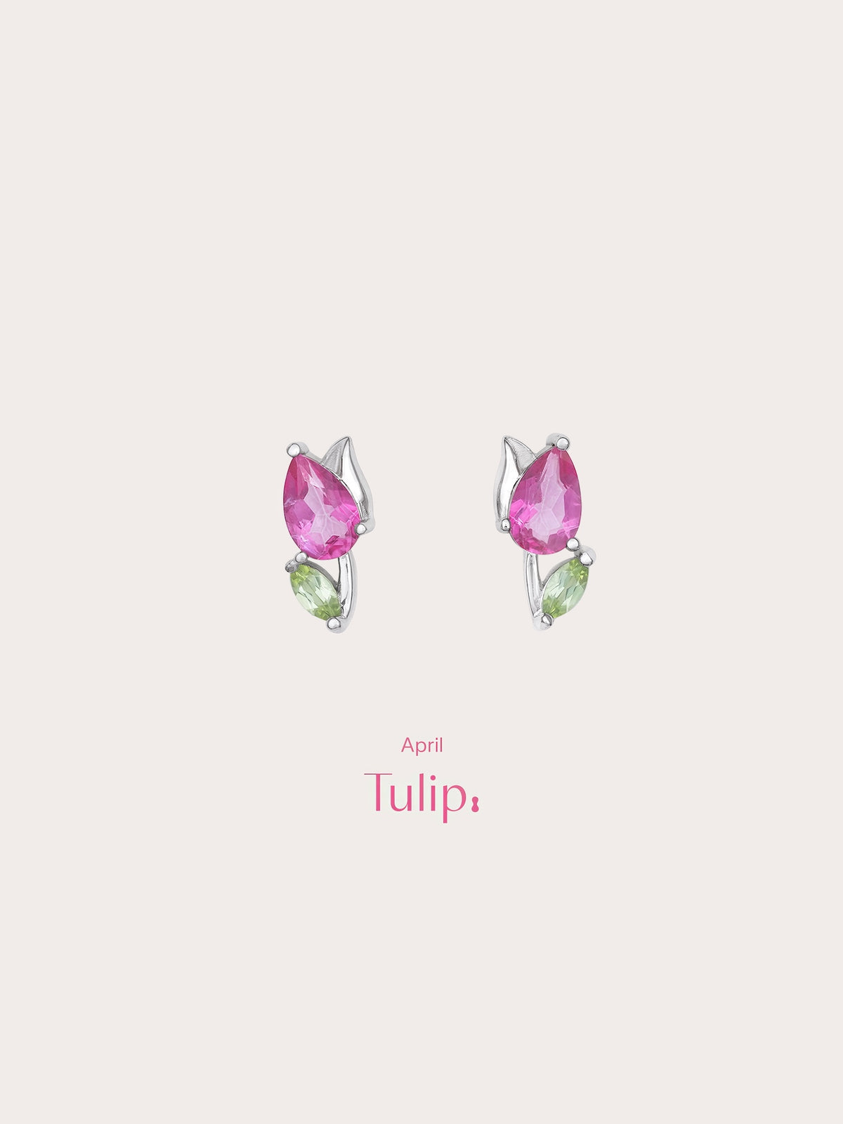 Tulip Stud Earrings S925 Silver Rhodium (5) – Mondays Made Flower & Birthstone Jewelry Singapore