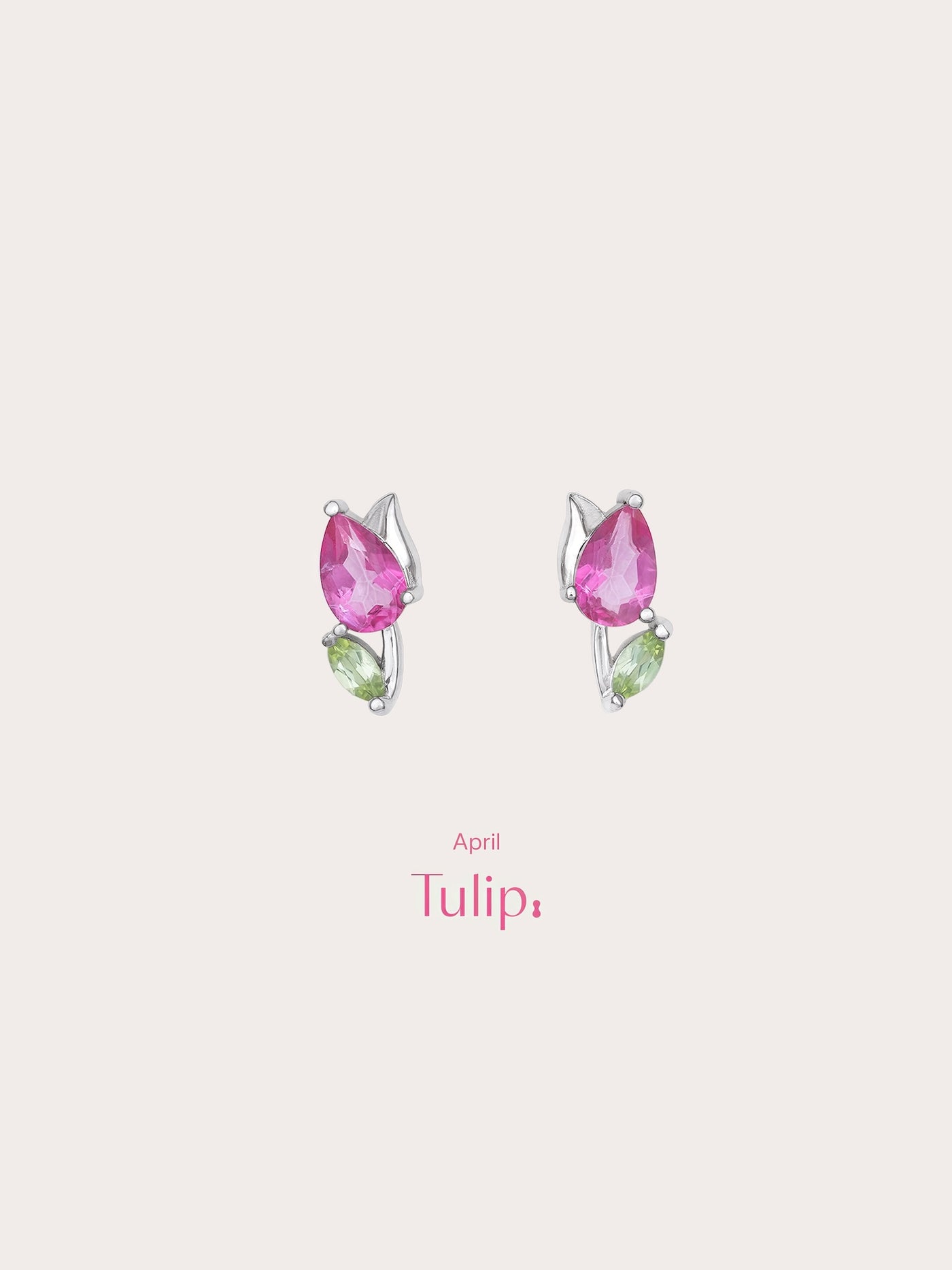 Tulip Stud Earrings S925 Silver Rhodium (5) – Mondays Made Flower & Birthstone Jewelry Singapore