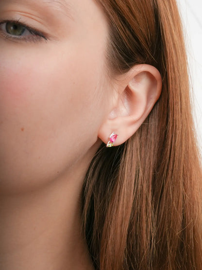 Tulip Stud Earrings S925 Silver Rhodium (2) – Mondays Made Flower & Birthstone Jewelry Singapore