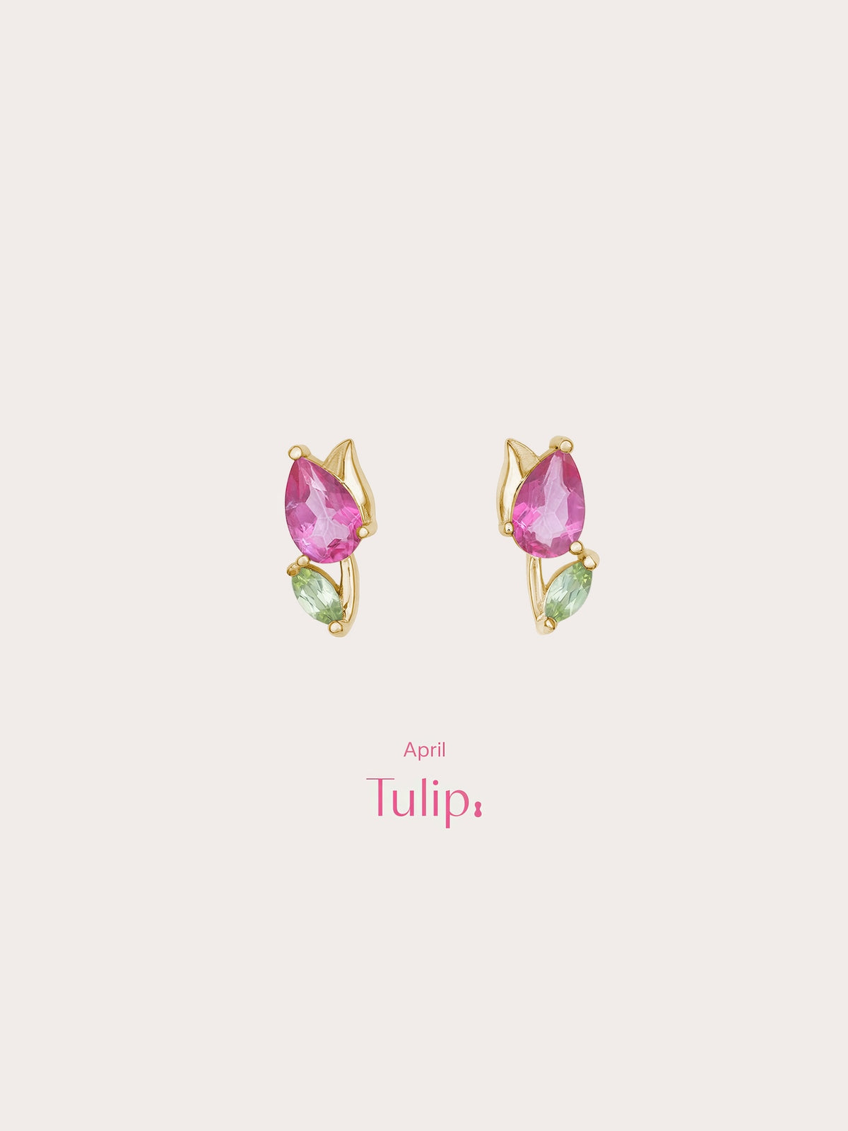 Tulip Stud Earrings 18K Gold (4) – Mondays Made Flower & Birthstone Jewelry Singapore