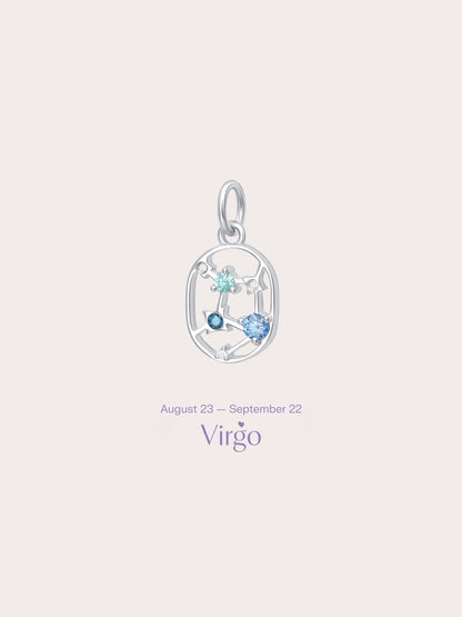 Virgo Charm S925 Silver Rhodium (1) – Mondays Made Flower & Birthstone Jewelry Singapore