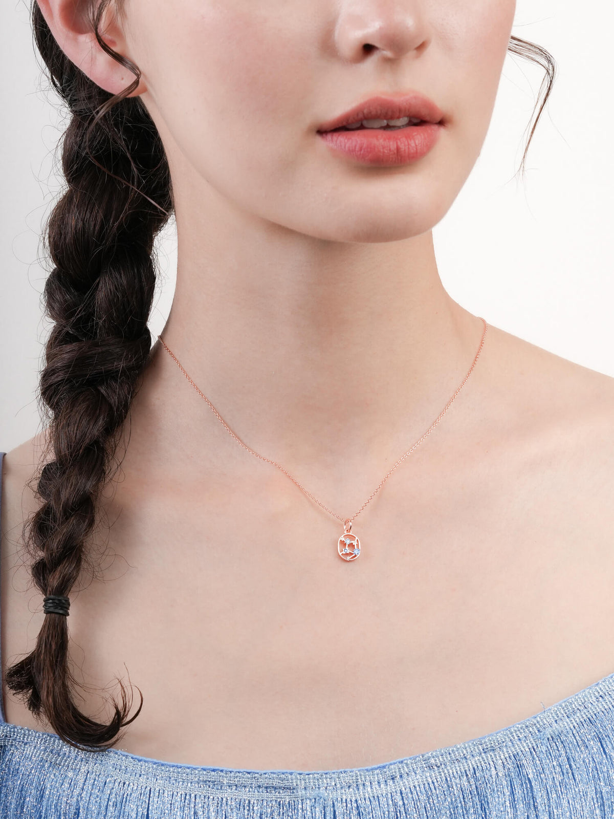 Virgo Necklace Zodiac Jewelry 18K Rose Gold (5) – Mondays Made Flower & Birthstone Jewelry Singapore