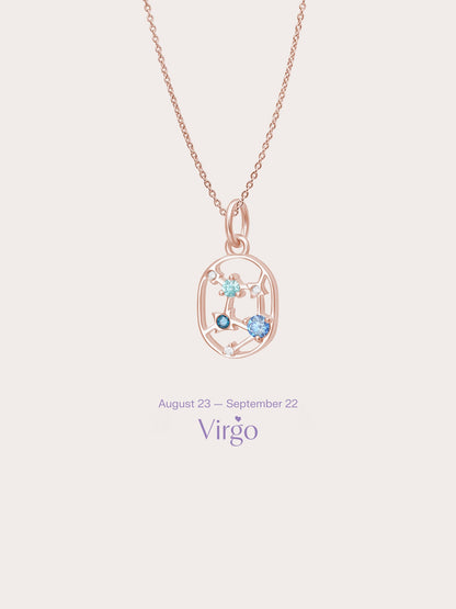 Virgo Necklace 18K Rose Gold (3) – Mondays Made Flower & Birthstone Jewelry Singapore