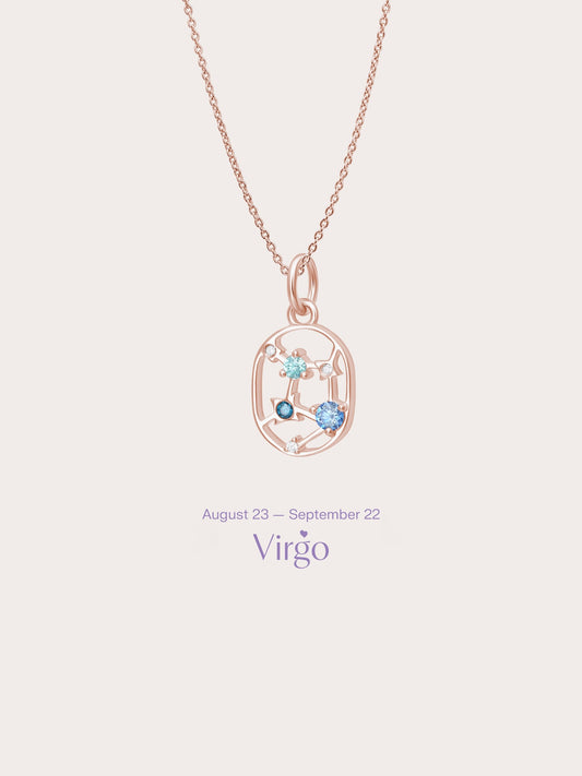 Virgo Necklace 18K Rose Gold (3) – Mondays Made Flower & Birthstone Jewelry Singapore