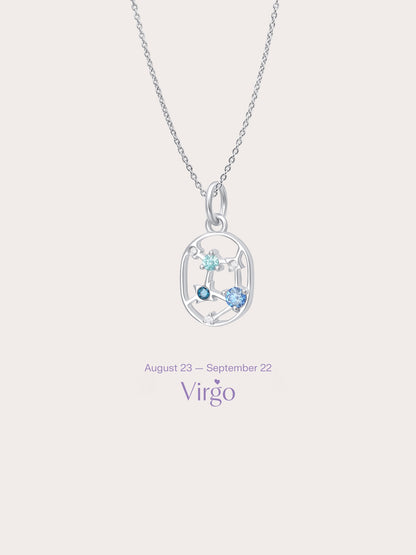 Virgo Necklace S925 Silver Rhodium (3) – Mondays Made Flower & Birthstone Jewelry Singapore