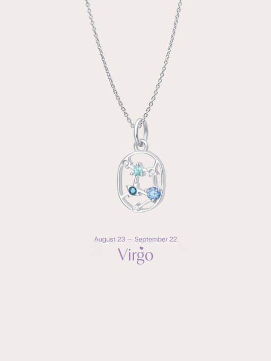 Virgo Necklace S925 Silver Rhodium (3) – Mondays Made Flower & Birthstone Jewelry Singapore