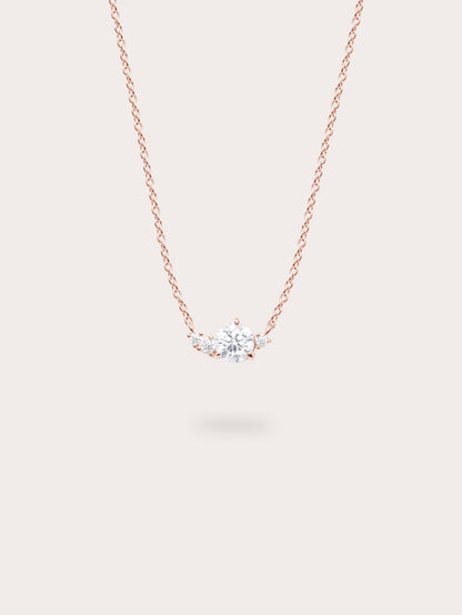 White Moissanite Cluster Necklace 18K Rose Gold (4) – Mondays Made Flower & Birthstone Jewelry Singapore