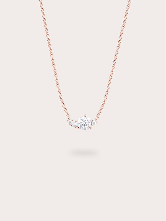 White Moissanite Cluster Necklace 18K Rose Gold (4) – Mondays Made Flower & Birthstone Jewelry Singapore