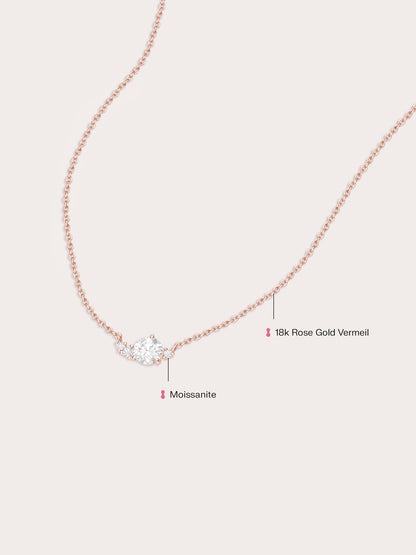 White Moissanite Cluster Necklace 18K Rose Gold (5) – Mondays Made Flower & Birthstone Jewelry Singapore