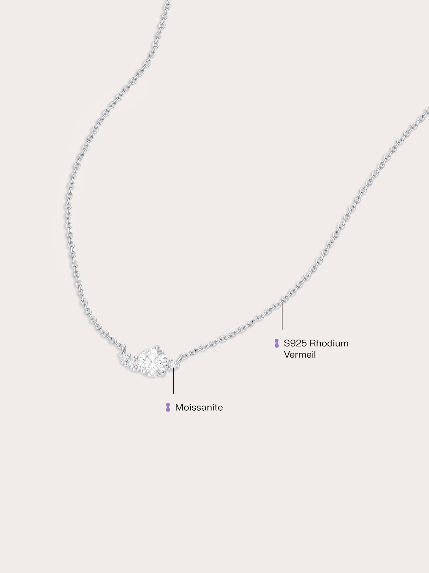 White Moissanite Cluster Necklace