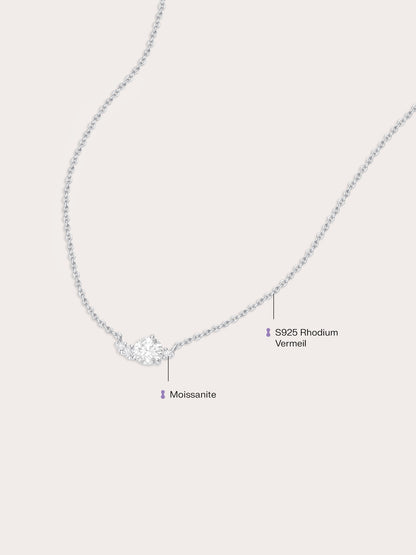 White Moissanite Cluster Necklace S925 Silver Rhodium (5) – Mondays Made Flower & Birthstone Jewelry Singapore