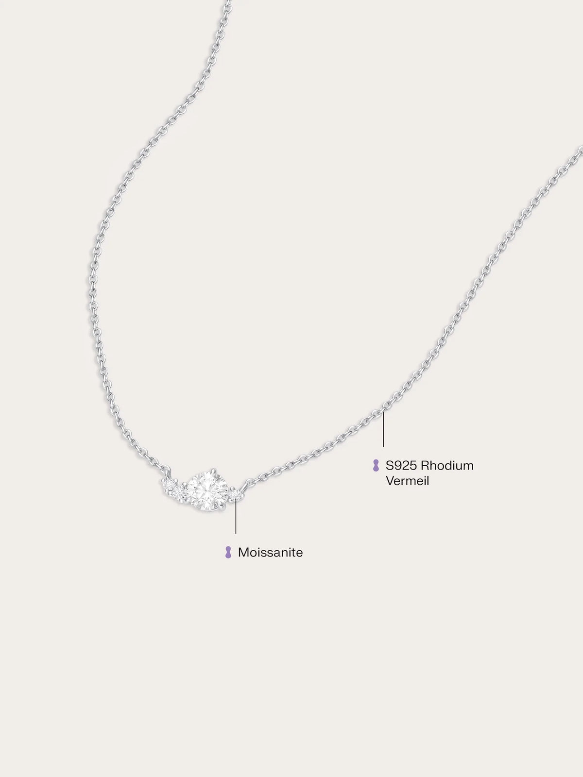 White Moissanite Cluster Necklace