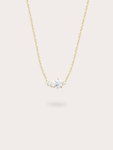 White Moissanite Cluster Necklace 18K Gold (4) – Mondays Made Flower & Birthstone Jewelry Singapore