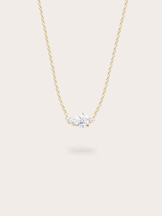 White Moissanite Cluster Necklace 18K Gold (4) – Mondays Made Flower & Birthstone Jewelry Singapore