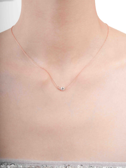 White Moissanite Cluster Necklace 18K Rose Gold (1) – Mondays Made Flower & Birthstone Jewelry Singapore
