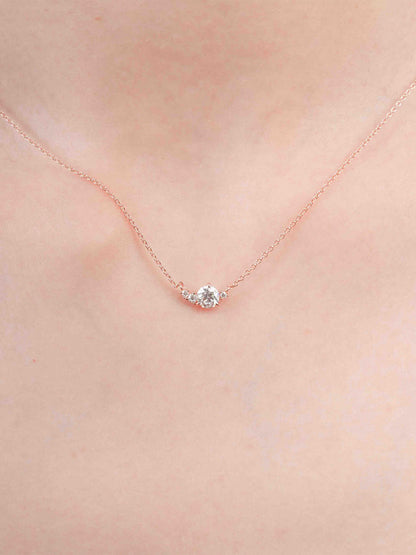 White Moissanite Cluster Necklace 18K Rose Gold (2) – Mondays Made Flower & Birthstone Jewelry Singapore