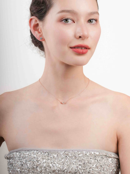 White Moissanite Cluster Necklace 18K Rose Gold (3) – Mondays Made Flower & Birthstone Jewelry Singapore