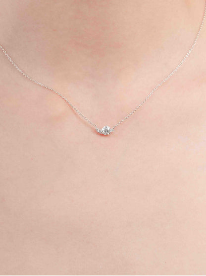White Moissanite Cluster Necklace S925 Silver Rhodium (1) – Mondays Made Flower & Birthstone Jewelry Singapore