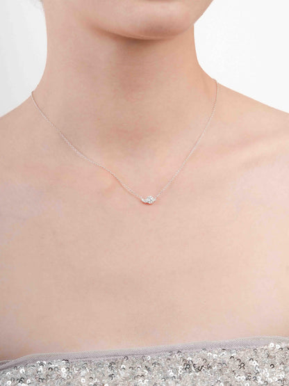White Moissanite Cluster Necklace S925 Silver Rhodium (2) – Mondays Made Flower & Birthstone Jewelry Singapore