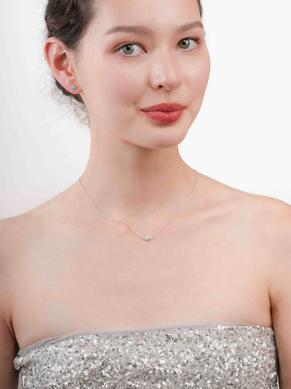 White Moissanite Cluster Necklace S925 Silver Rhodium (3) – Mondays Made Flower & Birthstone Jewelry Singapore