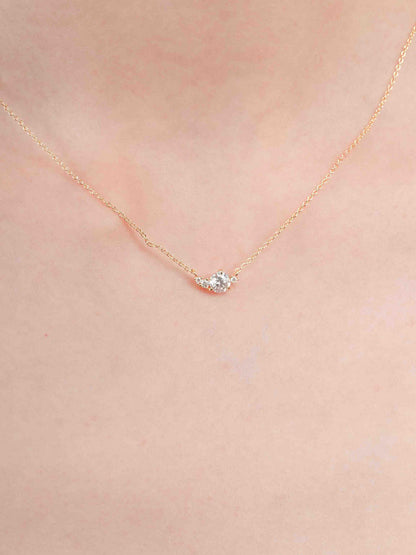 White Moissanite Cluster Necklace 18K Gold (1) – Mondays Made Flower & Birthstone Jewelry Singapore