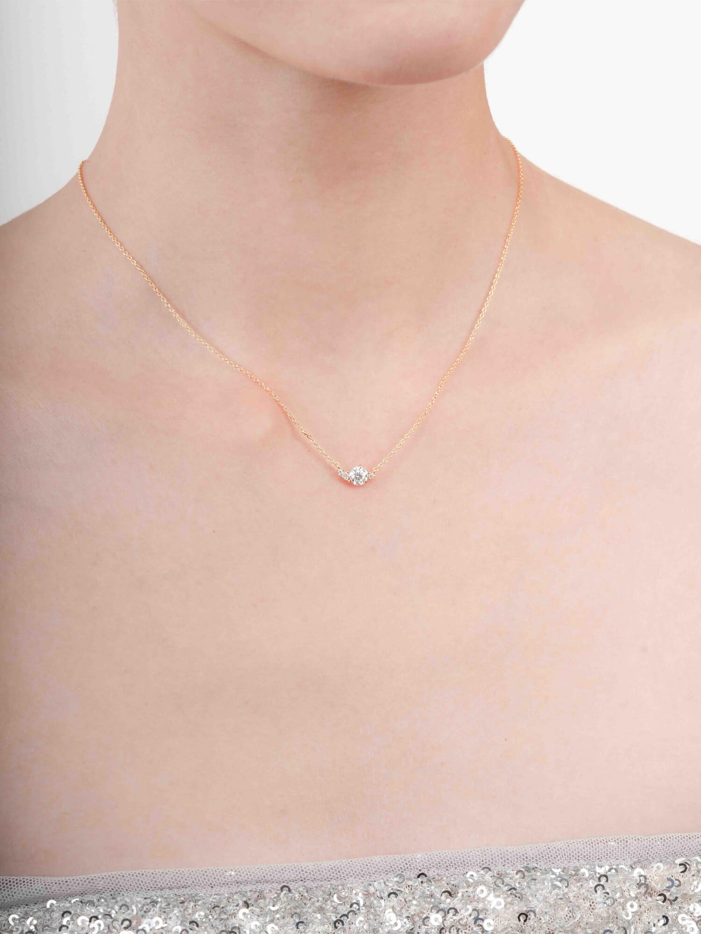 White Moissanite Cluster Necklace