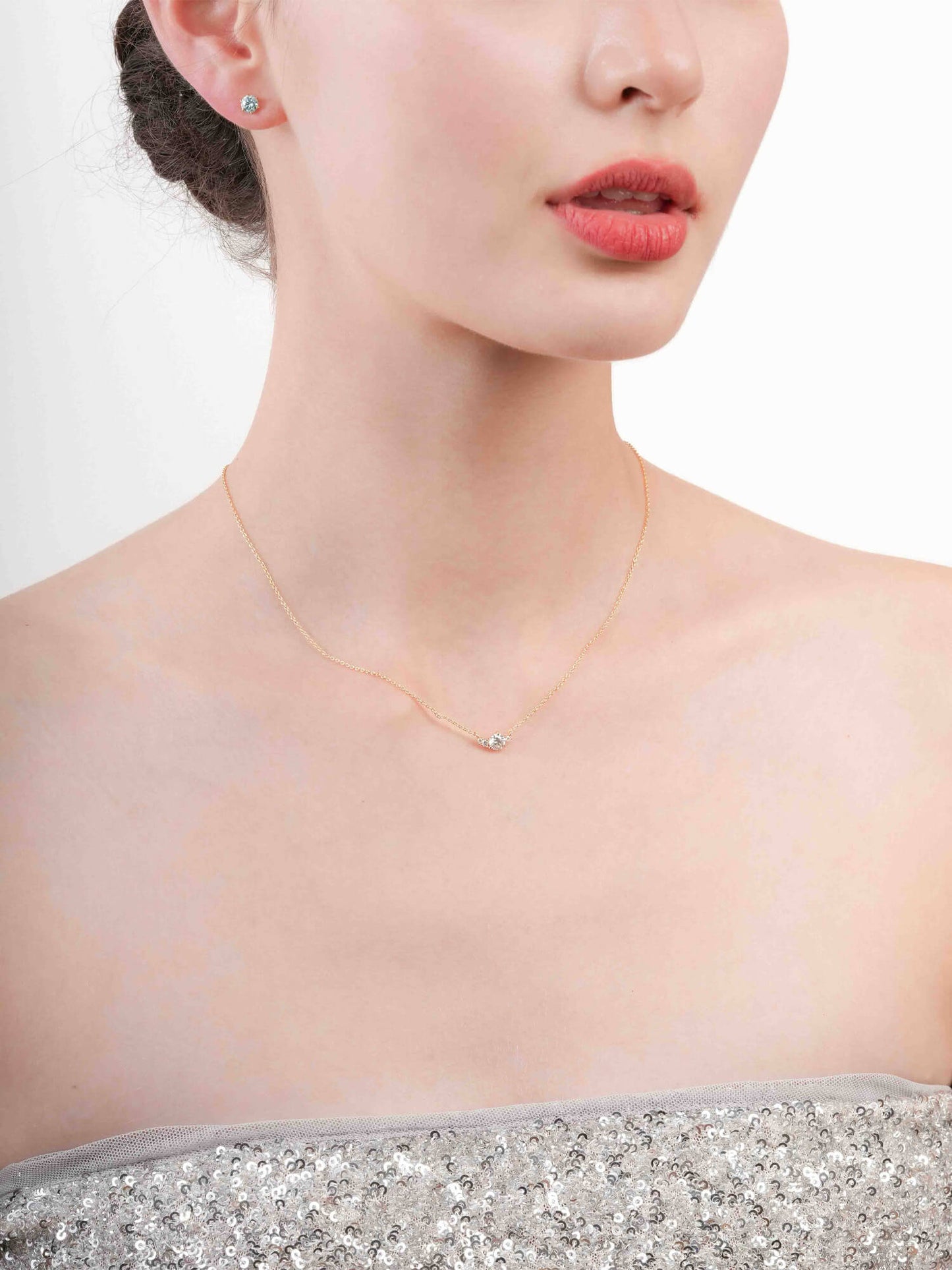 White Moissanite Cluster Necklace