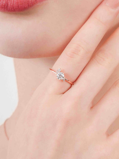 White Moissanite Cluster Ring 18K Rose Gold (1) – Mondays Made Flower & Birthstone Jewelry Singapore