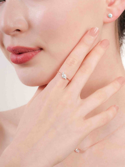 White Moissanite Cluster Ring 18K Rose Gold (3) – Mondays Made Flower & Birthstone Jewelry Singapore