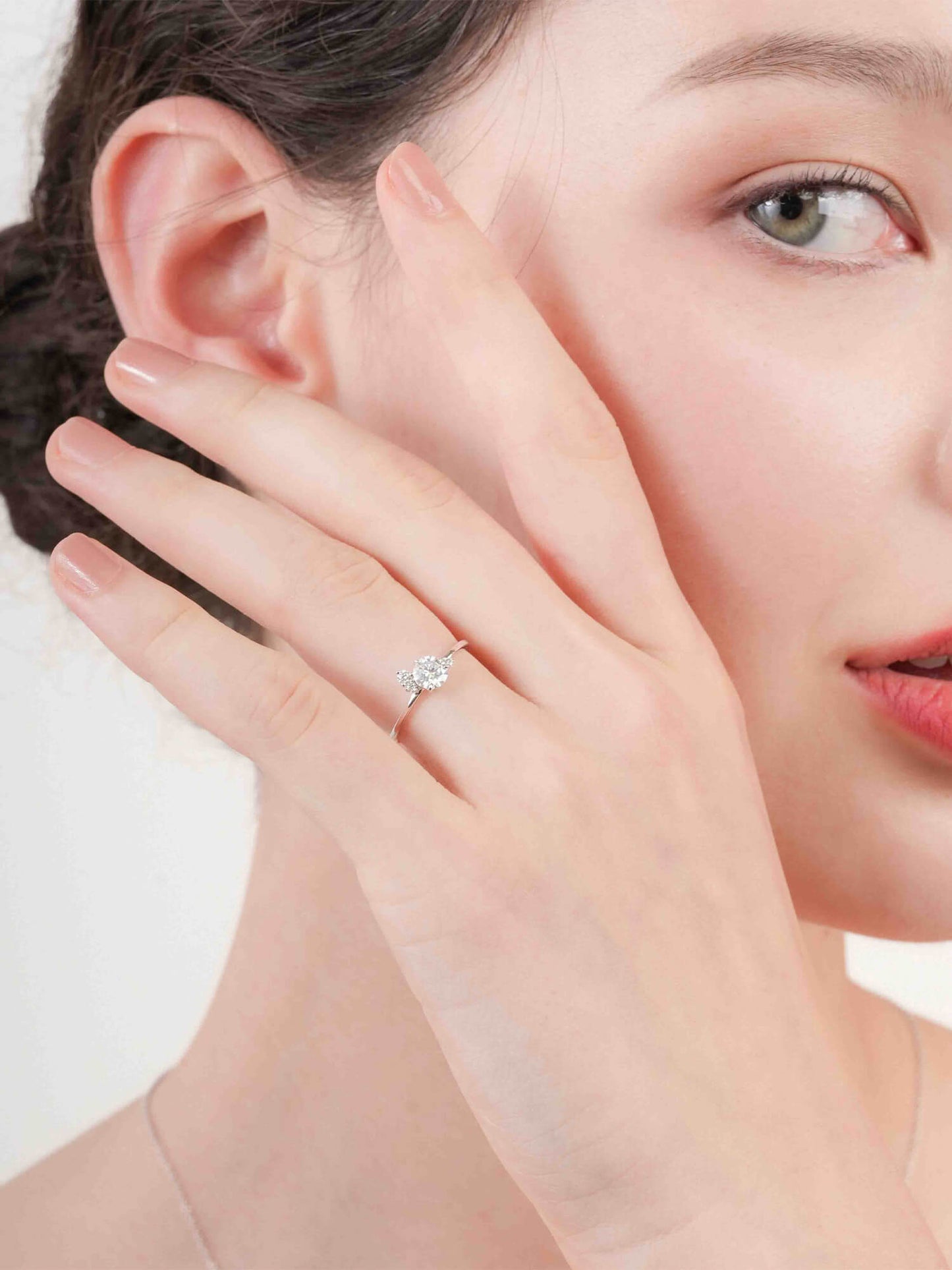 White Moissanite Cluster Ring