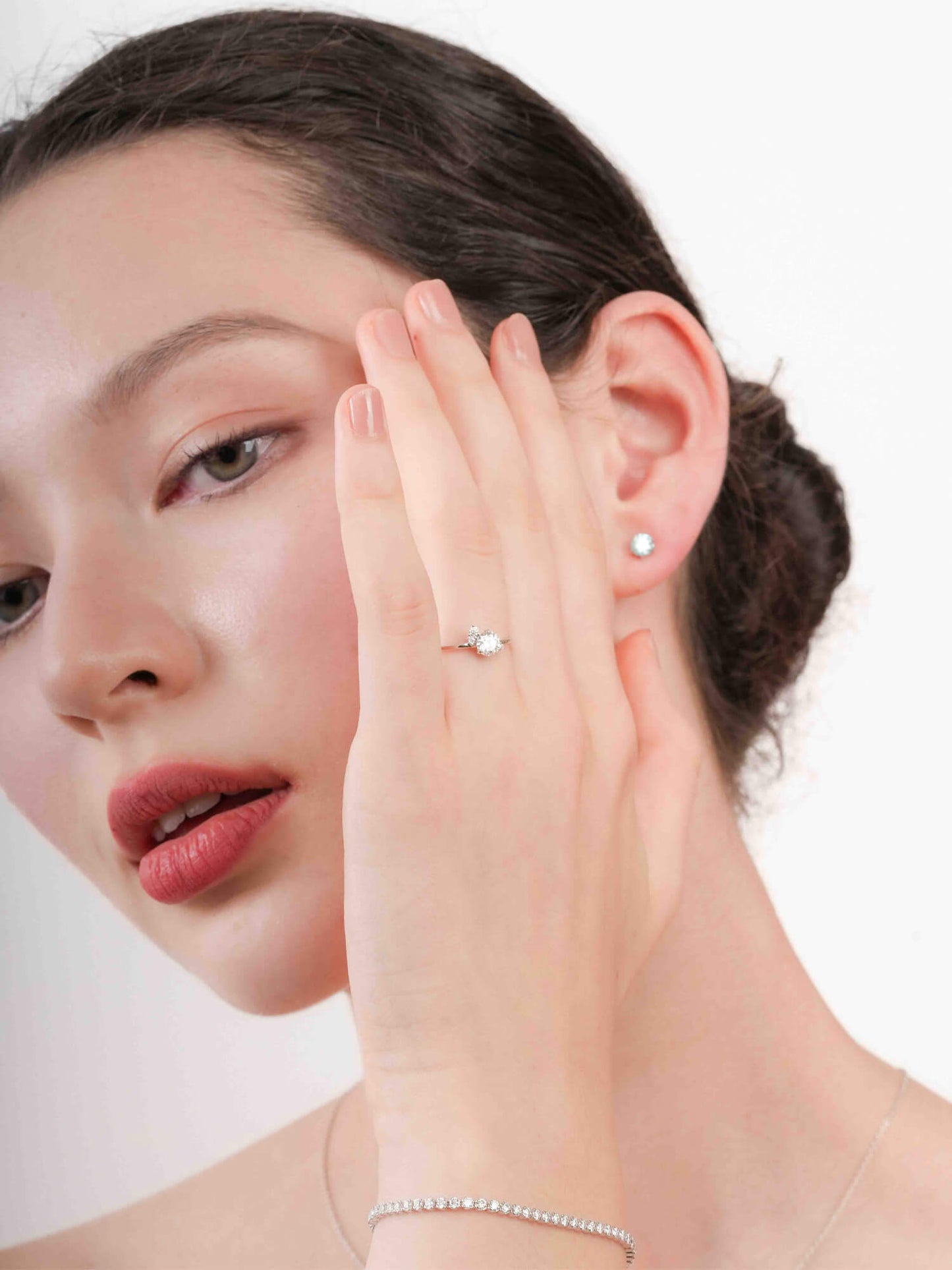 White Moissanite Cluster Ring