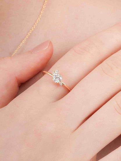 White Moissanite Cluster Ring 18K Gold (1) – Mondays Made Flower & Birthstone Jewelry Singapore