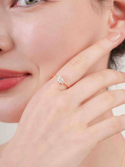 White Moissanite Cluster Ring 18K Gold (2) – Mondays Made Flower & Birthstone Jewelry Singapore