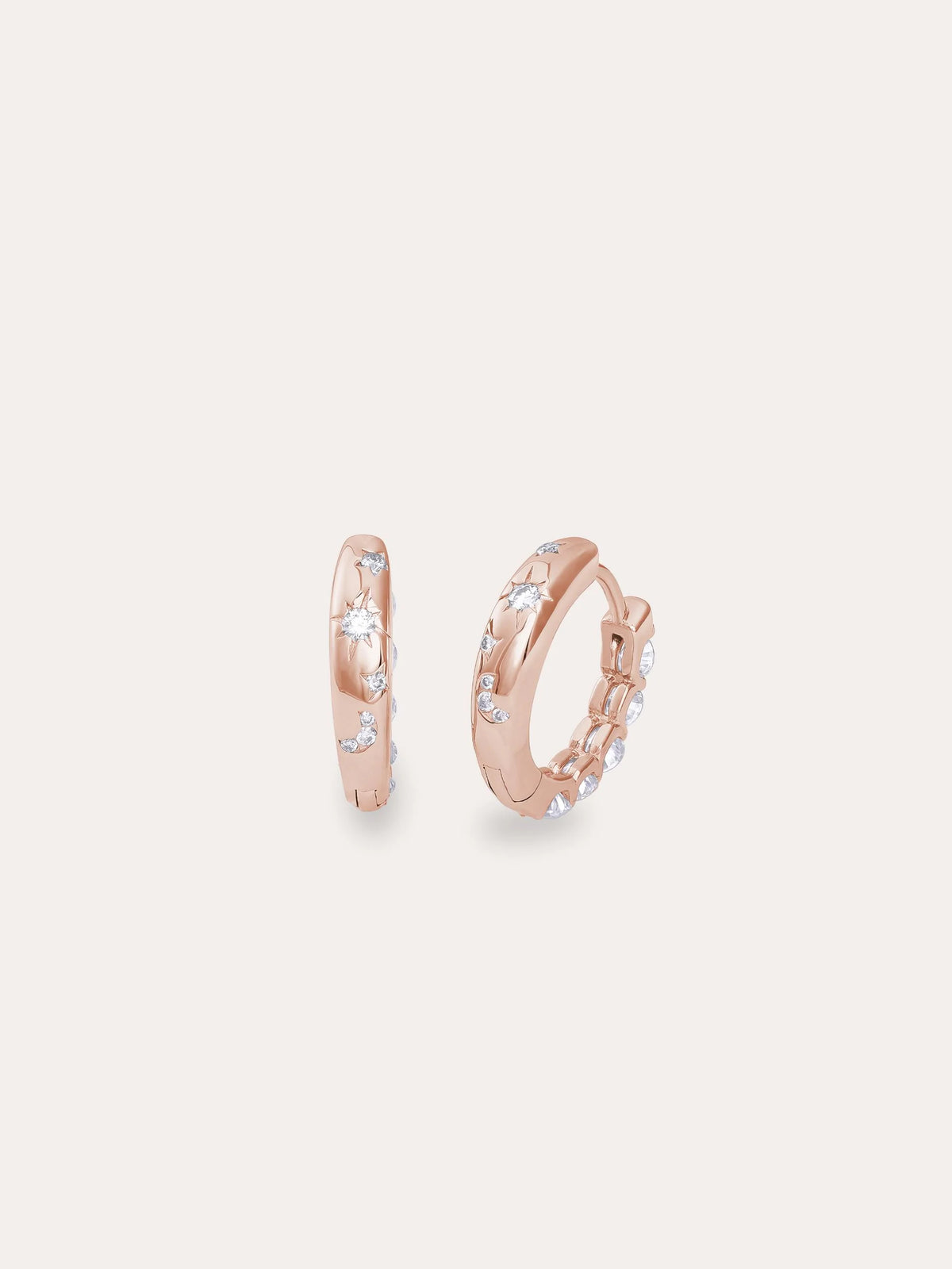 Snowfall White Moissanite Reversible Huggie Earrings