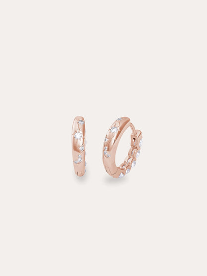 Snowfall White Moissanite Reversible Huggie Earrings