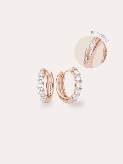 White Moissanite Huggies 18K Rose Gold (3) – Mondays Made Flower & Birthstone Jewelry Singapore