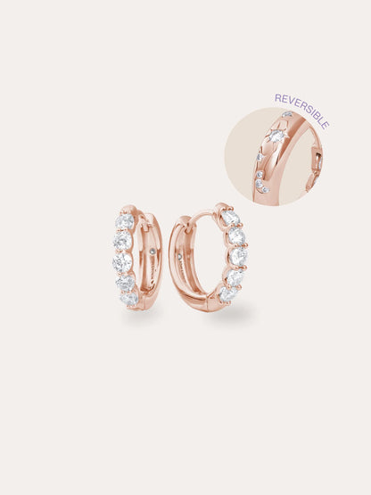 Snowfall White Moissanite Reversible Huggie Earrings