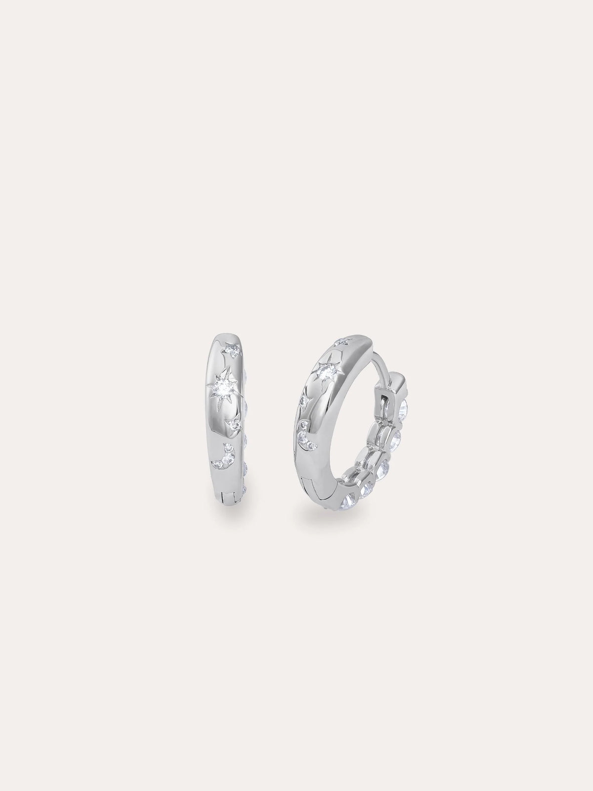 Snowfall White Moissanite Reversible Huggie Earrings