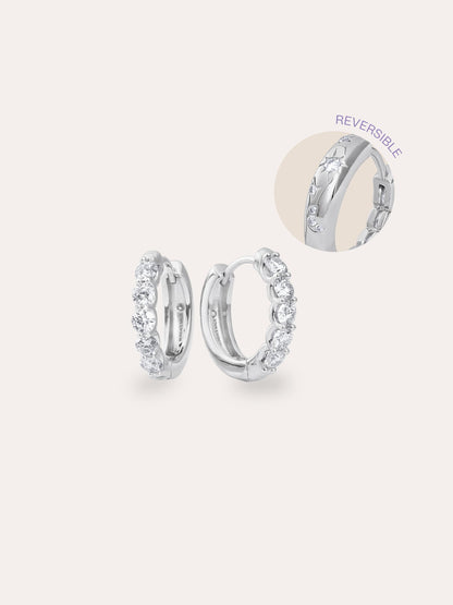White Moissanite Huggies S925 Silver Rhodium (3) – Mondays Made Flower & Birthstone Jewelry Singapore