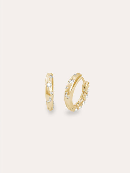 White Moissanite Huggies 18K Gold (2) – Mondays Made Flower & Birthstone Jewelry Singapore