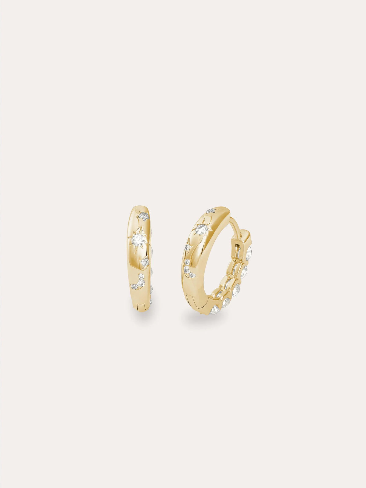 Snowfall White Moissanite Reversible Huggie Earrings