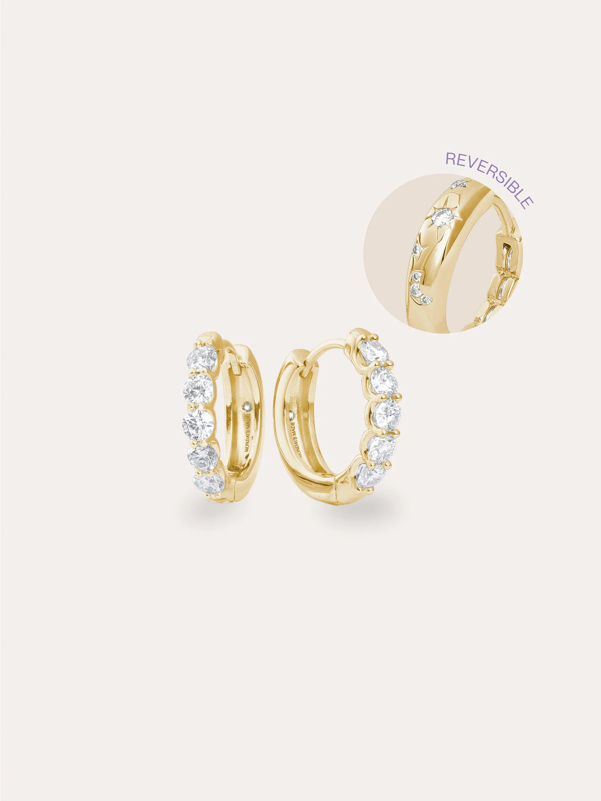 Snowfall White Moissanite Reversible Huggie Earrings