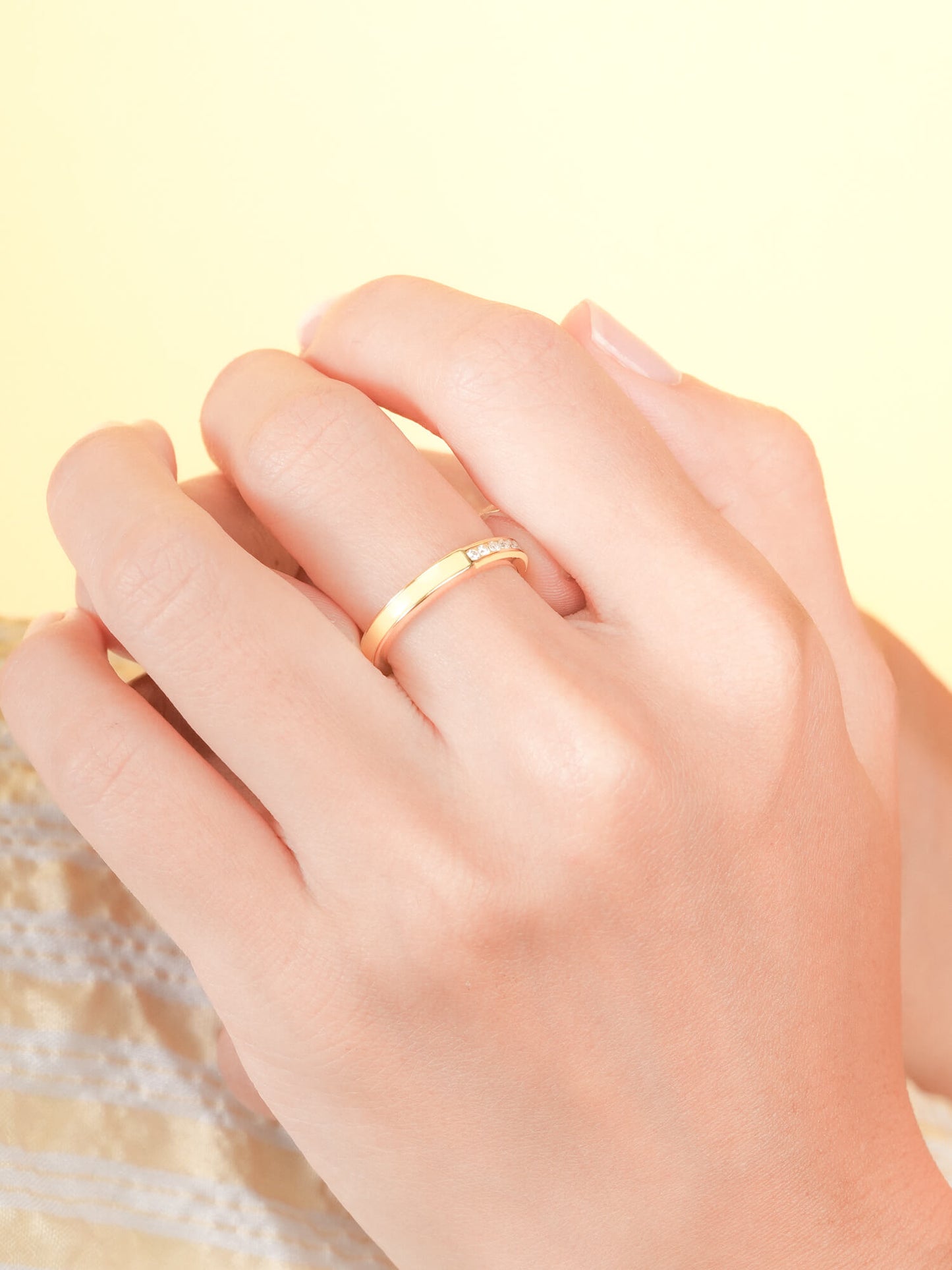 Yellow Enamel Moissanite Band - Reversible