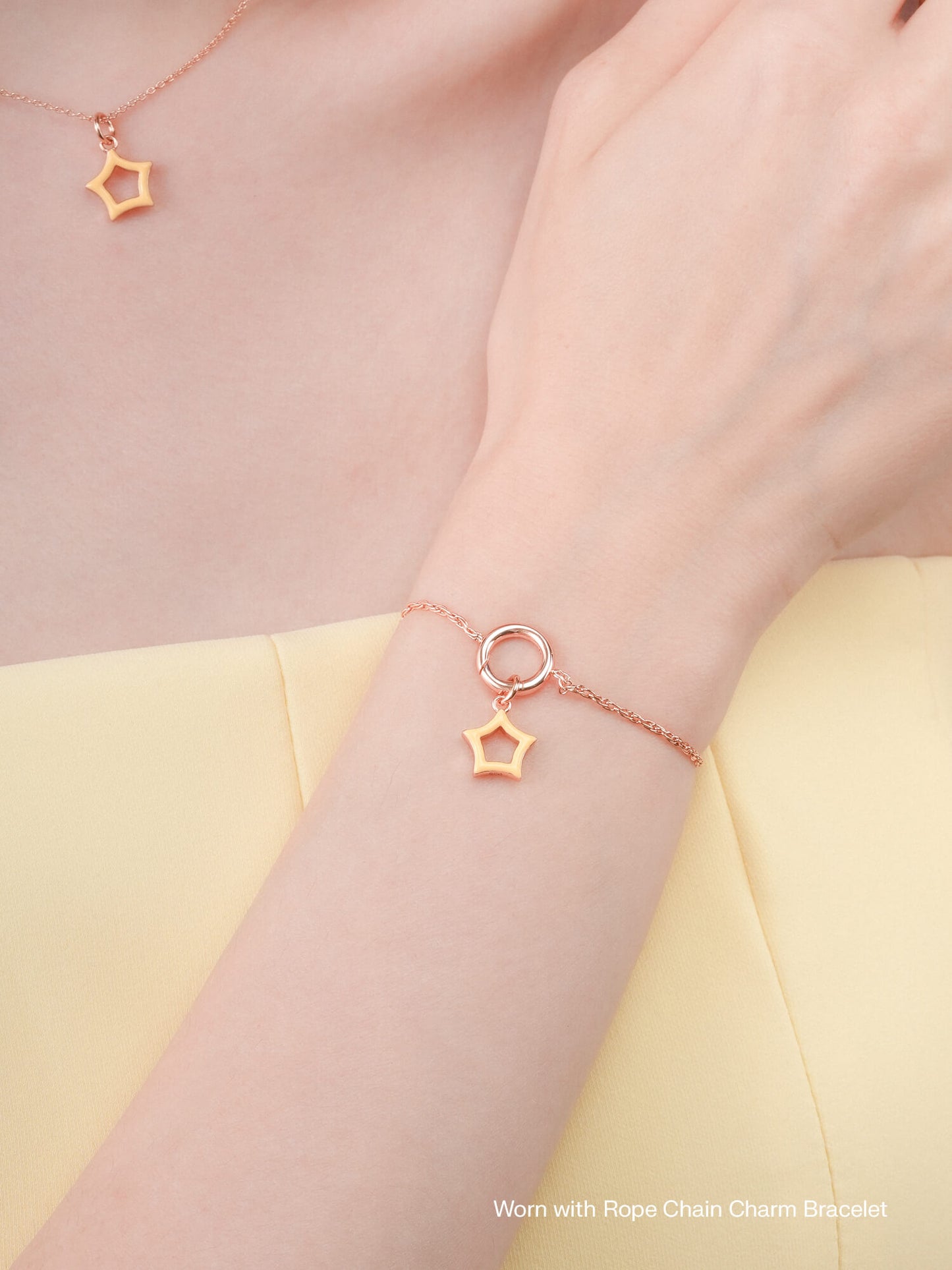 Yellow Star Charm - Reversible Enamel Moissanite