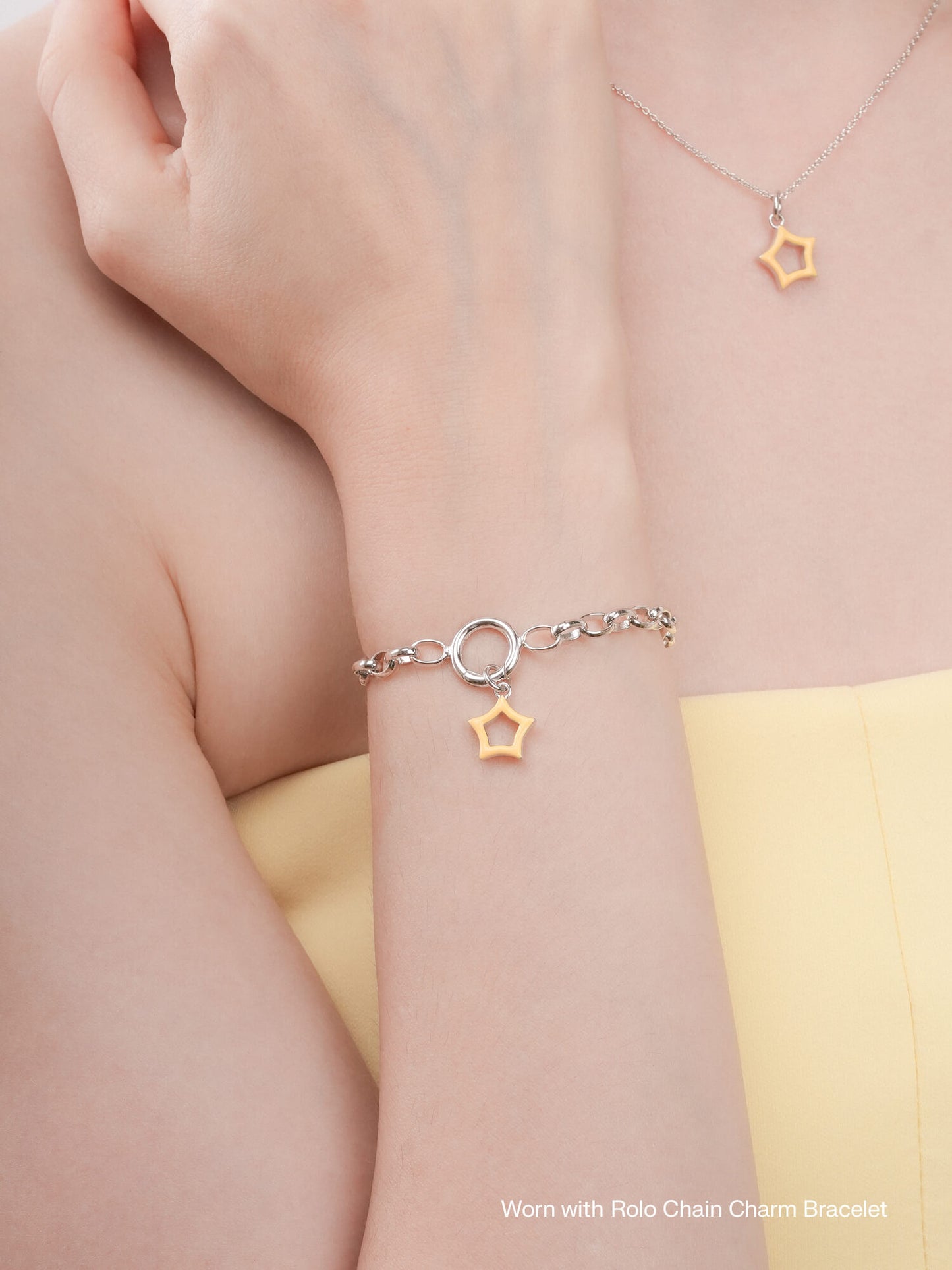 Yellow Star Charm - Reversible Enamel Moissanite
