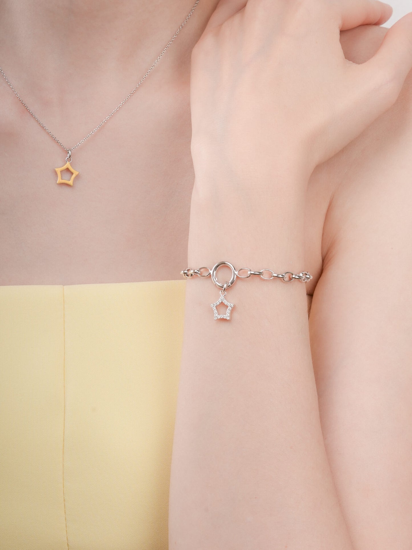 Yellow Star Charm - Reversible Enamel Moissanite