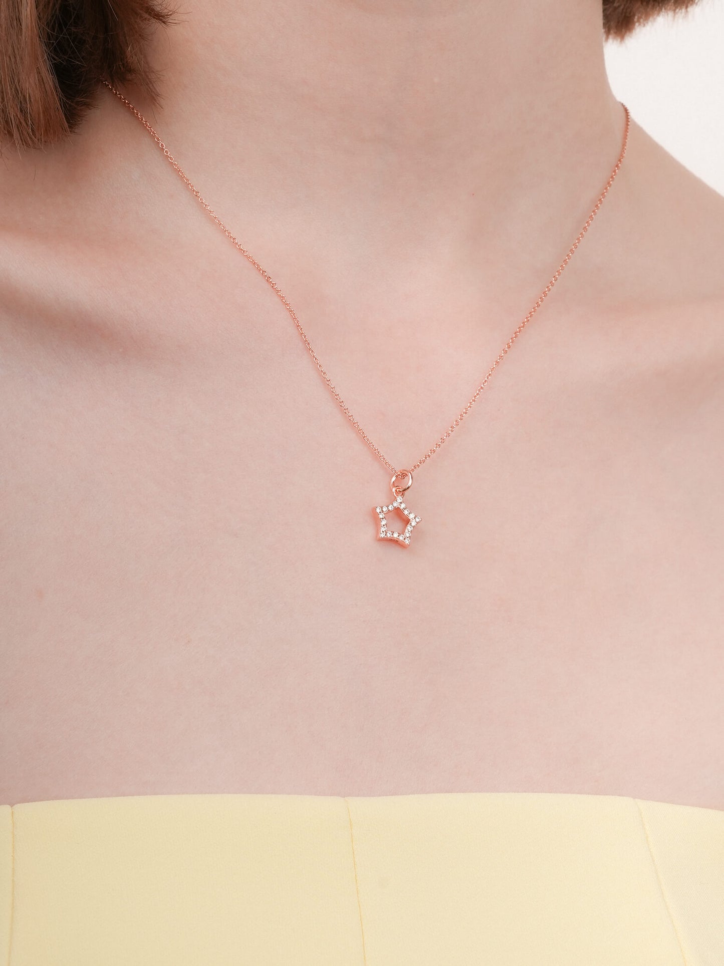 Yellow Star Necklace - Reversible Enamel Moissanite