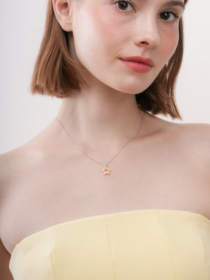 Yellow Star Necklace Reversible Enamel Moissanite S925 Silver Rhodium (1) – Mondays Made Flower & Birthstone Jewelry Singapore