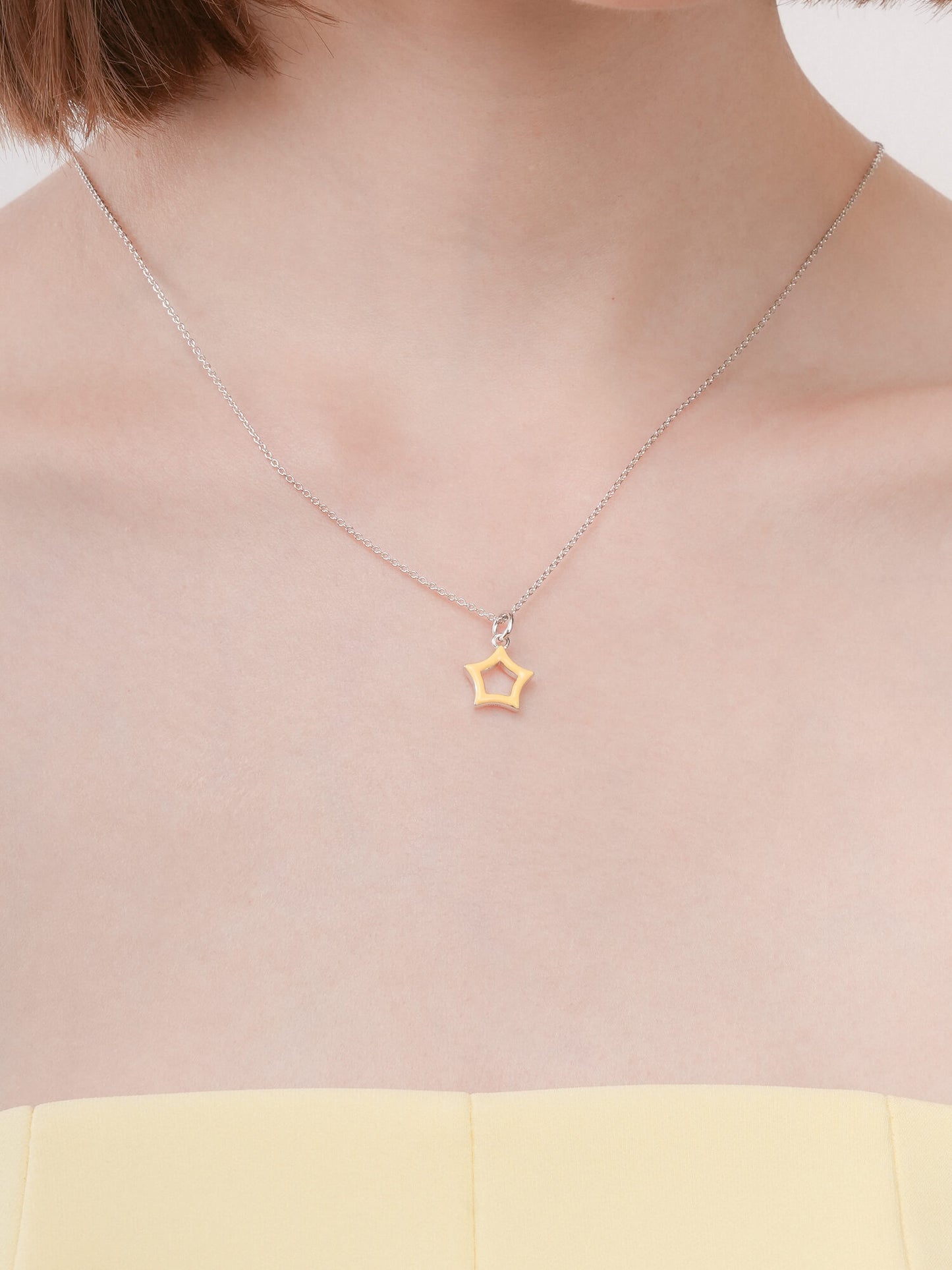 Yellow Star Necklace - Reversible Enamel Moissanite