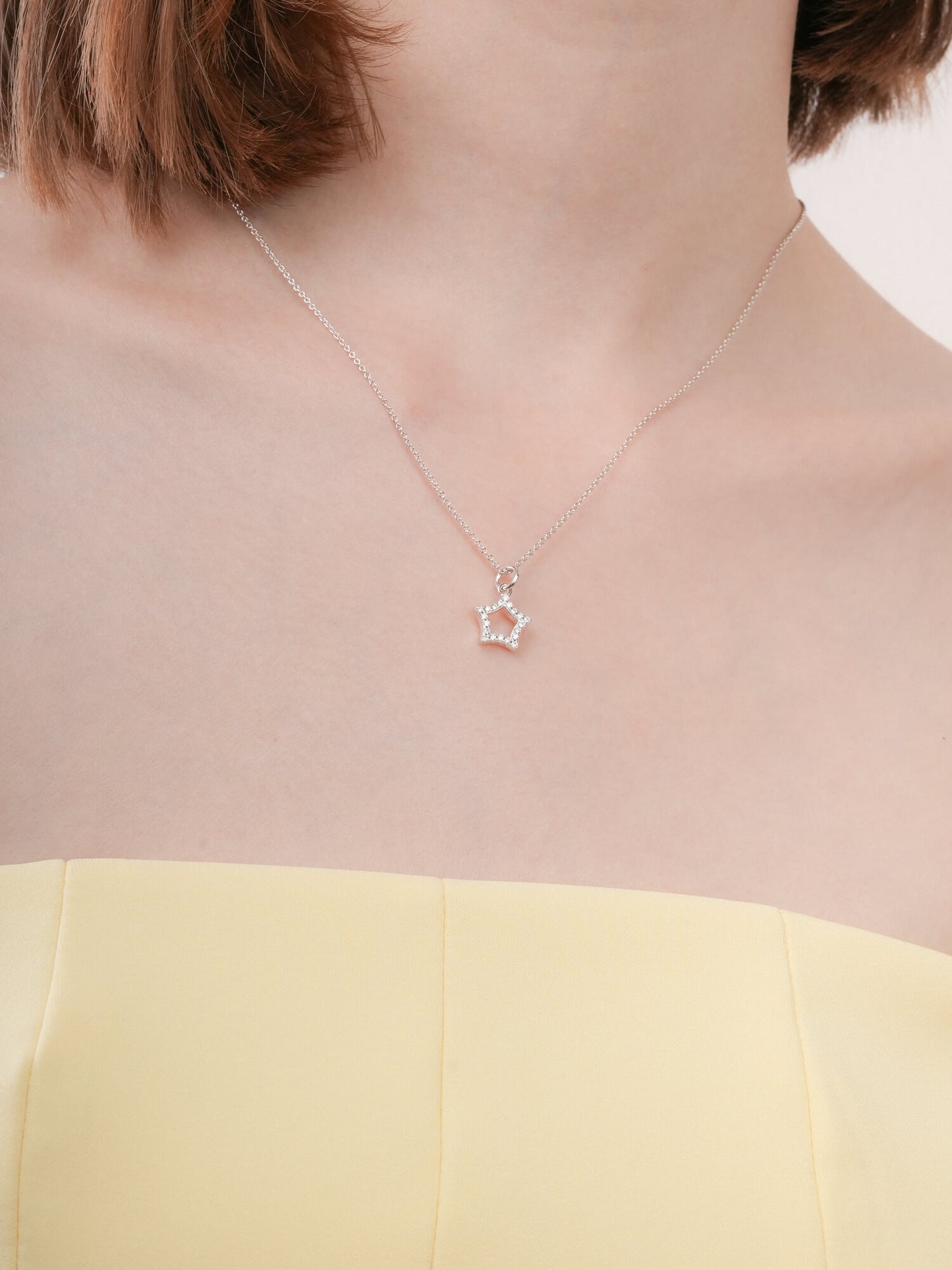 Yellow Star Necklace - Reversible Enamel Moissanite